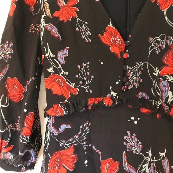 Madewell Silk Dress Windblown Poppy Print 00 - Picture 7 of 13